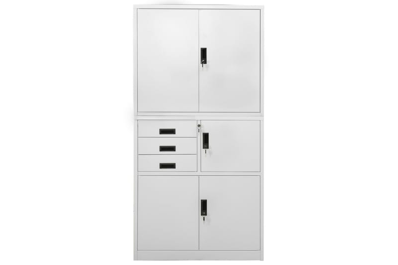 kontorskab 90x40x180 cm stål lysegrå - Grå - Opbevaring - Skab - Skabe - Kontorskab - Dokumentskab