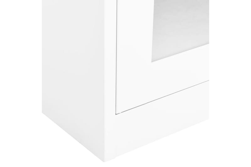 kontorskab 90x40x180 cm stål og hærdet glas hvid - Hvid - Dokumentskab - Kontormøbler