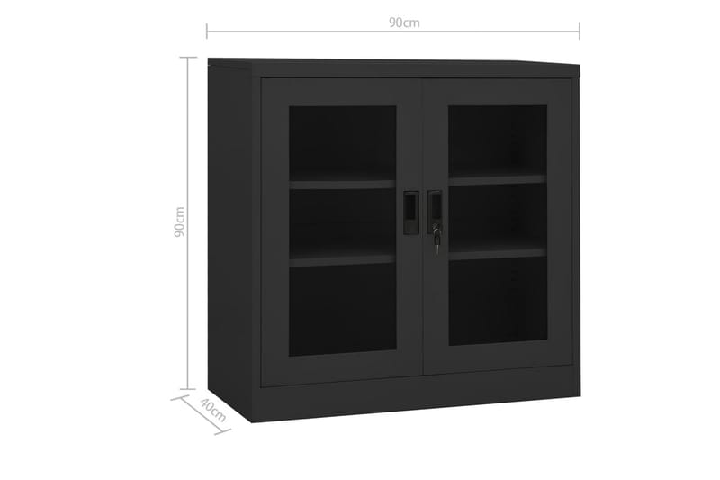 kontorskab 90x40x90 cm stål antracitgrå - Antracit - Opbevaring - Skab - Skabe - Kontorskab - Dokumentskab