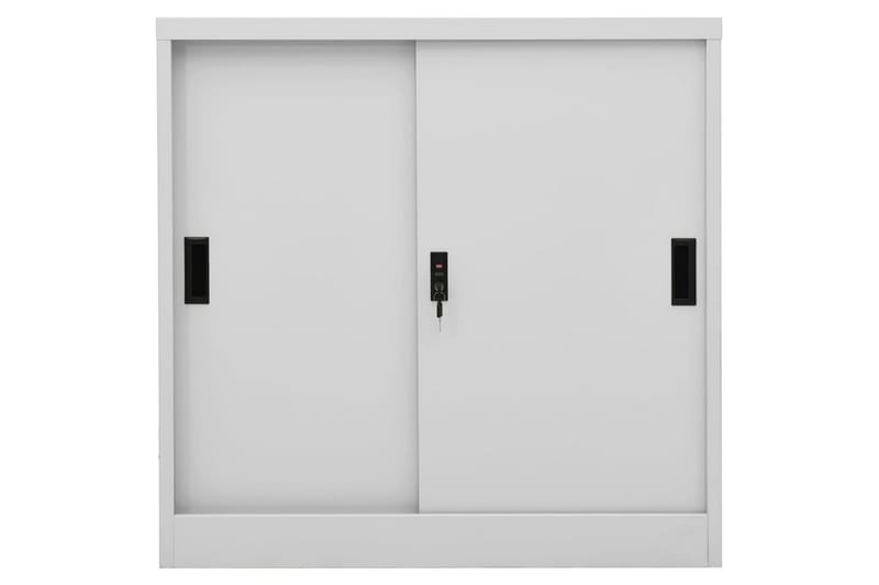 kontorskab med skydedøre 90x40x90 cm stål lysegrå - Grå - Opbevaring - Skab - Skabe - Kontorskab - Dokumentskab
