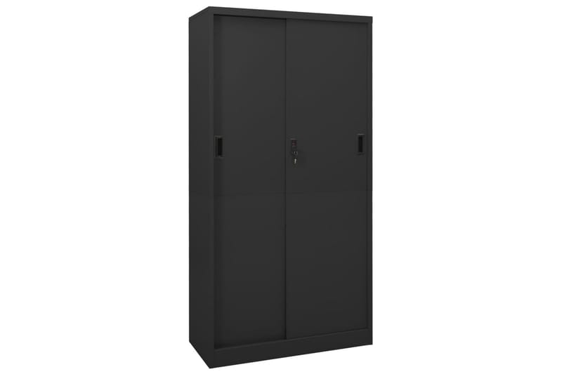 kontorskab med skydelåger 90x40x180 cm stål antracitgrå - Antracit - Opbevaring - Skab - Skabe - Kontorskab - Dokumentskab