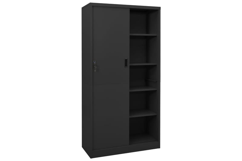 kontorskab med skydelåger 90x40x180 cm stål antracitgrå - Antracit - Opbevaring - Skab - Skabe - Kontorskab - Dokumentskab
