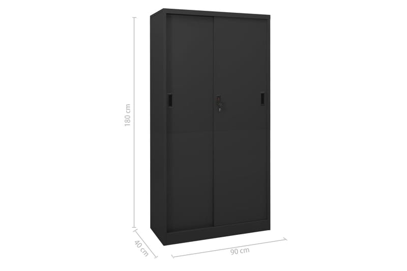 kontorskab med skydelåger 90x40x180 cm stål antracitgrå - Antracit - Opbevaring - Skab - Skabe - Kontorskab - Dokumentskab