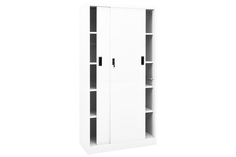 kontorskab med skydelåger 90x40x180 cm stål hvid - Hvid - Opbevaring - Skab - Skabe - Kontorskab - Dokumentskab