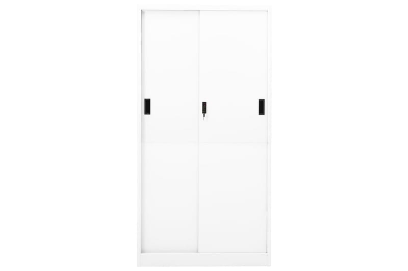 kontorskab med skydelåger 90x40x180 cm stål hvid - Hvid - Opbevaring - Skab - Skabe - Kontorskab - Dokumentskab
