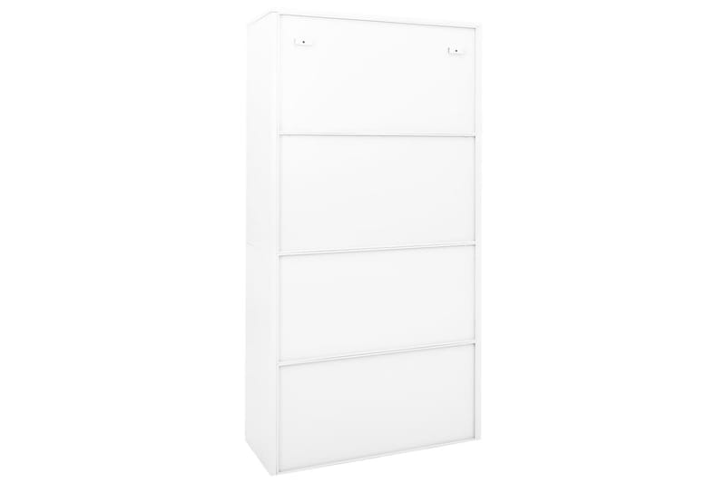kontorskab med skydelåger 90x40x180 cm stål hvid - Hvid - Opbevaring - Skab - Skabe - Kontorskab - Dokumentskab