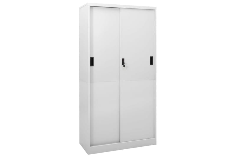 kontorskab med skydelåger 90x40x180 cm stål lysegrå - Grå - Opbevaring - Skab - Skabe - Kontorskab - Dokumentskab