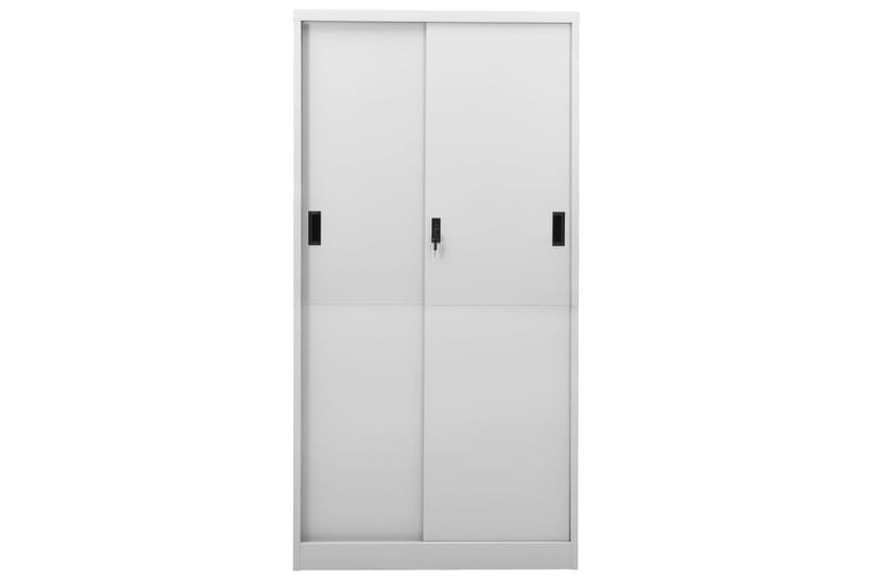 kontorskab med skydelåger 90x40x180 cm stål lysegrå - Grå - Opbevaring - Skab - Skabe - Kontorskab - Dokumentskab