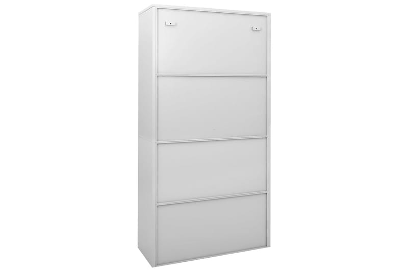 kontorskab med skydelåger 90x40x180 cm stål lysegrå - Grå - Opbevaring - Skab - Skabe - Kontorskab - Dokumentskab