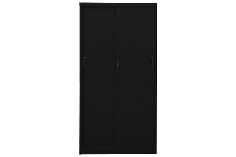 kontorskab med skydelåger 90x40x180 cm stål sort - Sort - Opbevaring - Skab - Skabe - Kontorskab - Dokumentskab