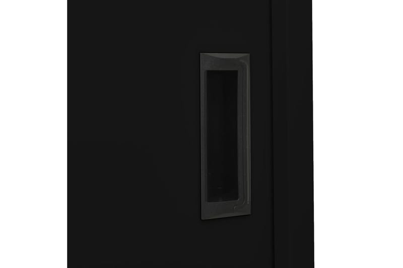 kontorskab med skydelåger 90x40x180 cm stål sort - Sort - Opbevaring - Skab - Skabe - Kontorskab - Dokumentskab