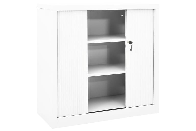 skab med skydelåge 90x40x90 cm stål hvid - Hvid - Opbevaring - Skab - Skabe - Kontorskab - Dokumentskab