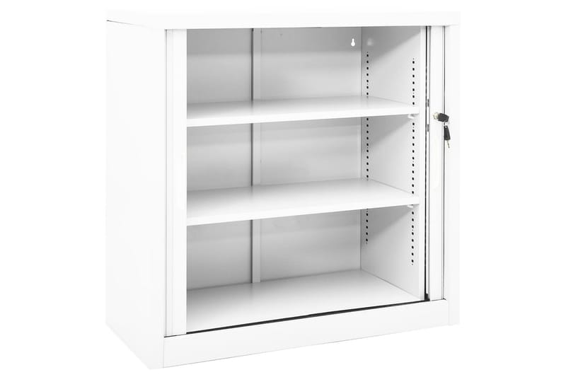 skab med skydelåge 90x40x90 cm stål hvid - Hvid - Opbevaring - Skab - Skabe - Kontorskab - Dokumentskab
