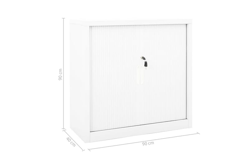 skab med skydelåge 90x40x90 cm stål hvid - Hvid - Opbevaring - Skab - Skabe - Kontorskab - Dokumentskab