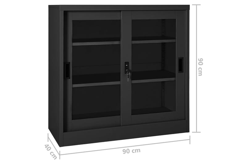skab med skydelåger 90x40x90 cm stål antracitgrå - Antracit - Opbevaring - Skab - Skabe - Kontorskab - Dokumentskab