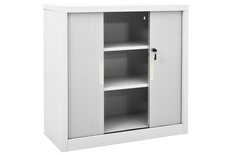 skab med skydelåger 90x40x90 cm stål grå - Grå - Opbevaring - Skab - Skabe - Kontorskab - Dokumentskab