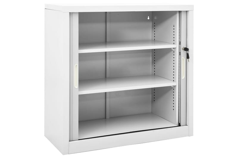 skab med skydelåger 90x40x90 cm stål grå - Grå - Opbevaring - Skab - Skabe - Kontorskab - Dokumentskab