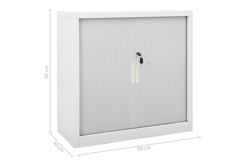 skab med skydelåger 90x40x90 cm stål grå - Grå - Opbevaring - Skab - Skabe - Kontorskab - Dokumentskab