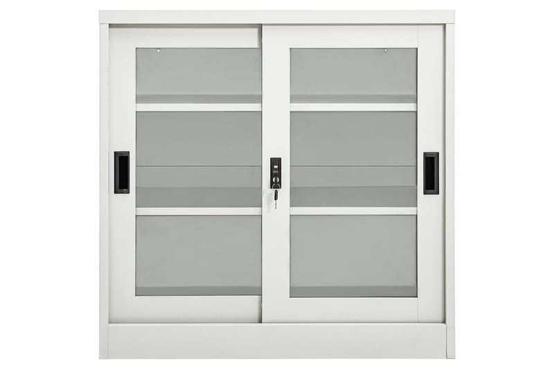 skab med skydelåger 90x40x90 cm stål lysegrå - Grå - Opbevaring - Skab - Skabe - Kontorskab - Dokumentskab