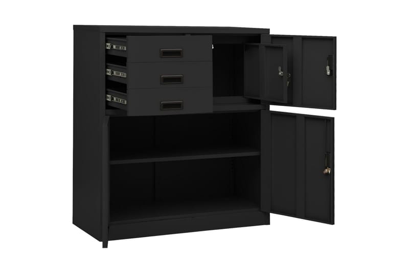 kontorskab med plantekasse 90x40x125 cm stål antracitgrå - Antracit - Opbevaring - Skab - Skabe - Kontorskab - Dokumentskab