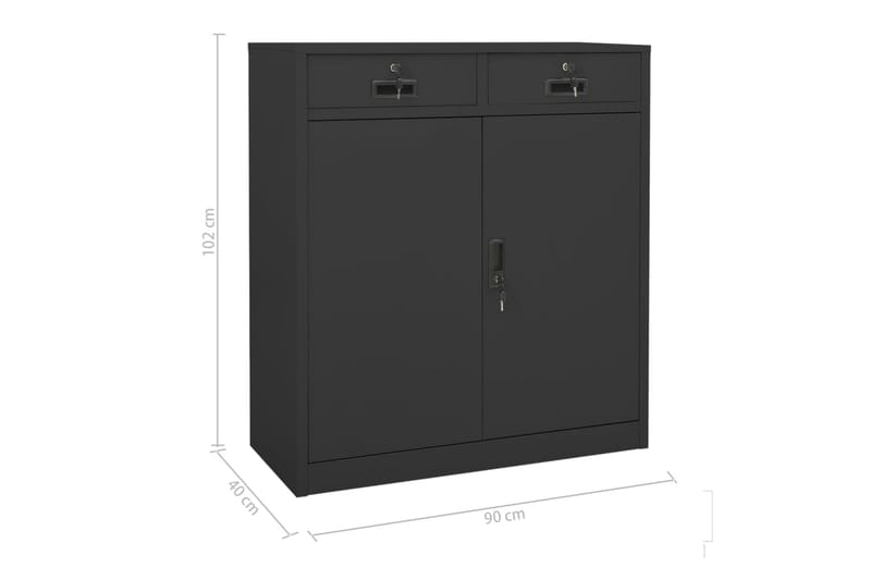 kontorskab med plantekasse 90x40x125 cm stål antracitgrå - Antracit - Opbevaring - Skab - Skabe - Kontorskab - Dokumentskab
