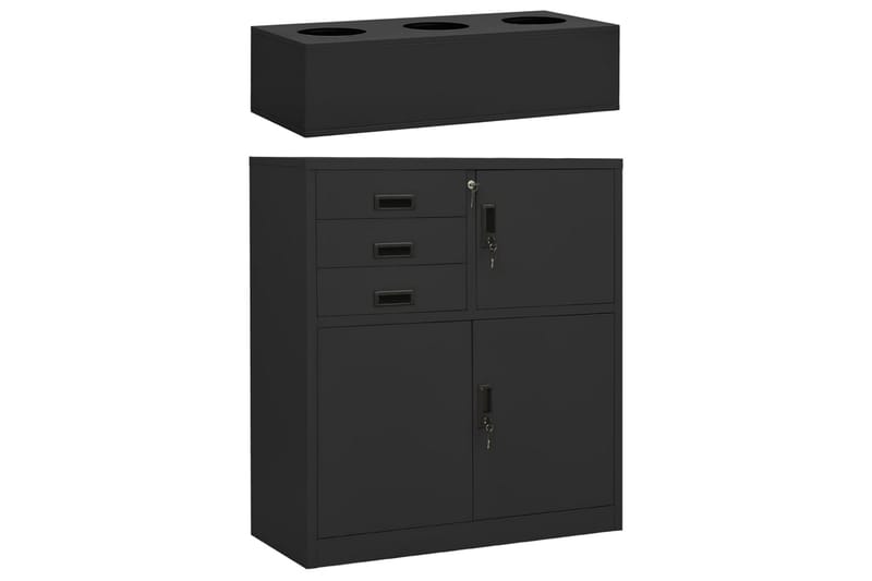 kontorskab med plantekasse 90x40x125 cm stål antracitgrå - Antracit - Opbevaring - Skab - Skabe - Kontorskab - Dokumentskab