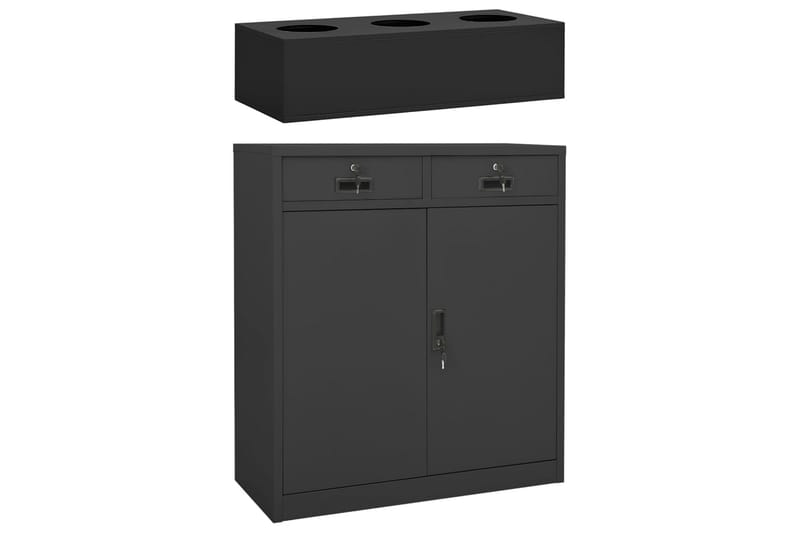 kontorskab med plantekasse 90x40x125 cm stål antracitgrå - Antracit - Opbevaring - Skab - Skabe - Kontorskab - Dokumentskab