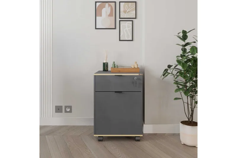 Multifunktionsskab Noriorsteadra Antracit / Eg - Gråfarvet træ/Antracit - Opbevaring - Opbevaringsmøbler - Kommode - Arkivskabe