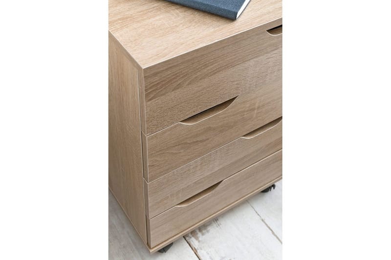 Rullecontainer Wohnling 4-skuffers foliebelagt spånplade med hjul, moderne - Opbevaring - Opbevaringsmøbler - Kommode - Arkivskabe