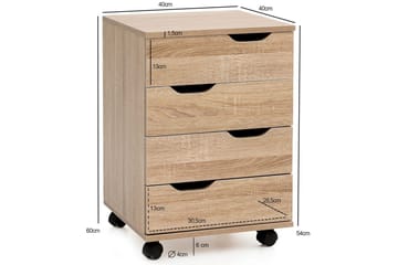 Rullecontainer Wohnling 4-skuffers foliebelagt spånplade med hjul, moderne - Opbevaring - Opbevaringsmøbler - Kommode - Arkivskabe