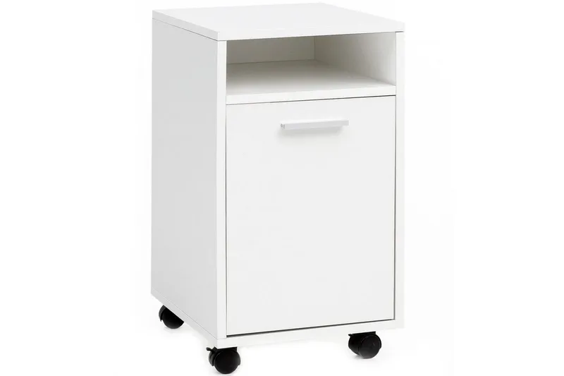 Rullecontainer Wohnling opbevaringsbakke, 1 dør, foliebelagt spånplade med hjul, moderne stil Hvid, Hvid