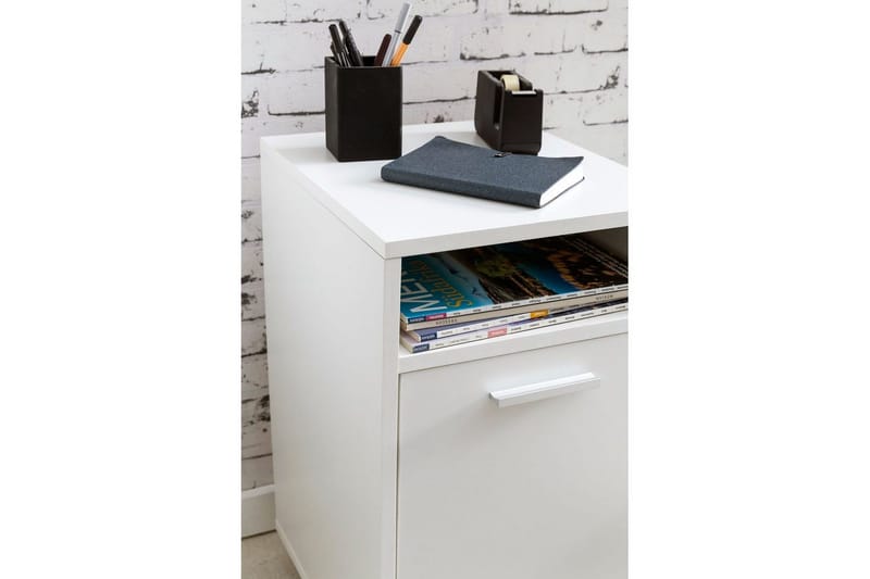 Rullecontainer Wohnling opbevaringsbakke, 1 dør, foliebelagt spånplade med hjul, moderne stil Hvid - Hvid - Opbevaring - Opbevaringsmøbler - Kommode - Arkivskabe