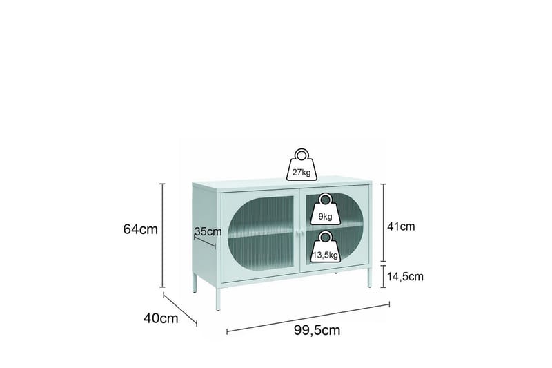 Skab Luna 100x40x64 cm, Sky Blå - 100x40x64 cm, Sky Blå - Opbevaring - Skab - Skabe - Sikkerhedsskabe - Medicinskabe