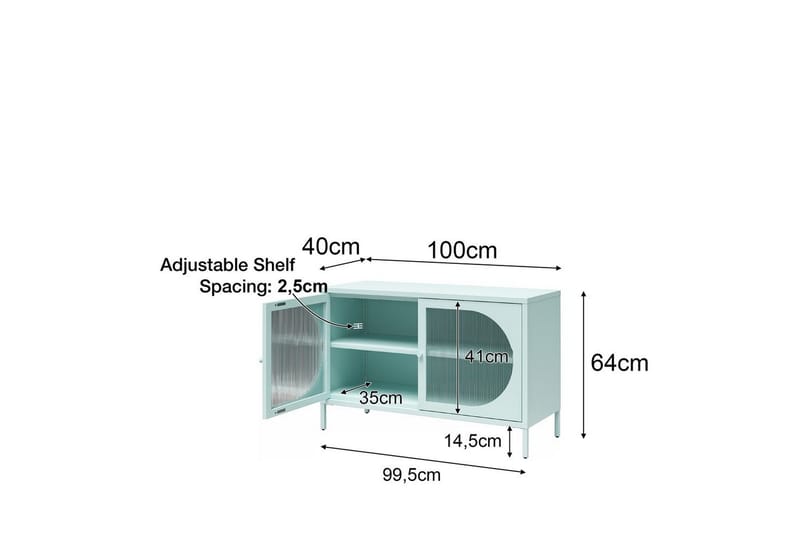 Skab Luna 100x40x64 cm, Sort - 100x40x64 cm, Sort - Opbevaring - Skab - Vitrineskabe