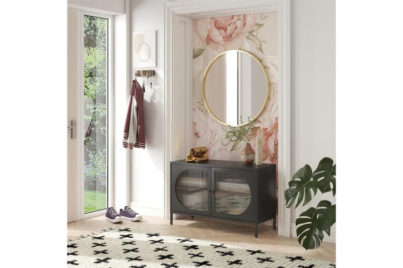 Skab Luna 100x40x64 cm, Sort - 100x40x64 cm, Sort - Opbevaring - Skab - Vitrineskabe