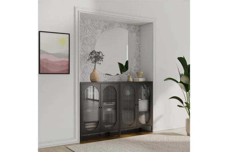 Skab Luna 80x40x102 cm, Sort - 80x40x102 cm, Sort - Opbevaring - Skab - Vitrineskabe