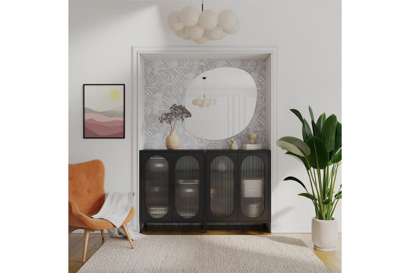 Skab Luna 80x40x102 cm, Sort - 80x40x102 cm, Sort - Opbevaring - Skab - Vitrineskabe