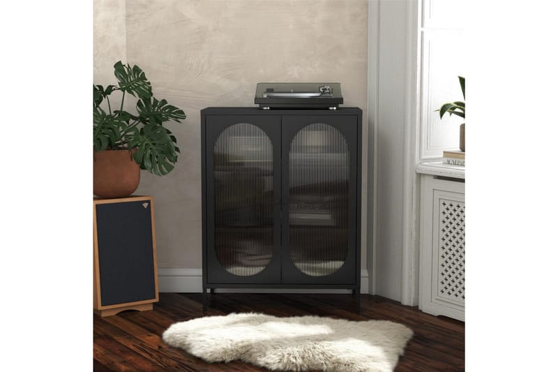 Skab Luna 80x40x102 cm, Sort - 80x40x102 cm, Sort - Opbevaring - Skab - Vitrineskabe