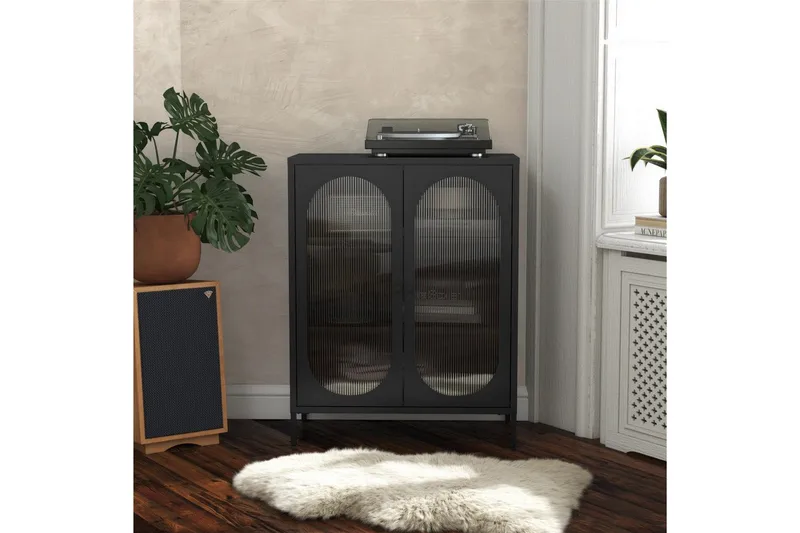 Skab Luna 80x40x102 cm, Sort - 80x40x102 cm, Sort - Opbevaring - Skab - Vitrineskabe