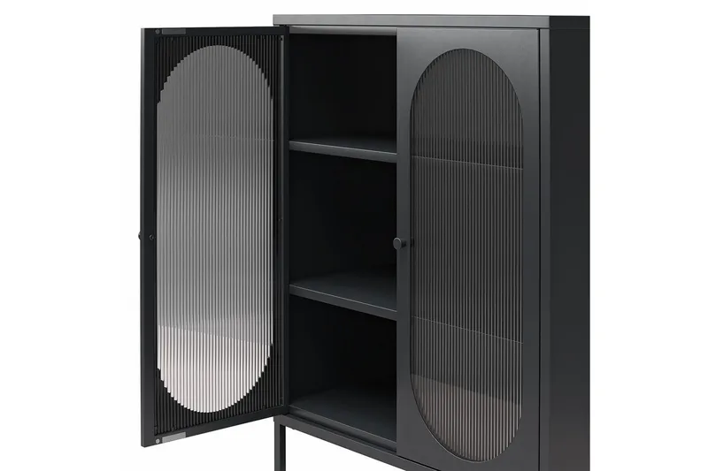 Skab Luna 80x40x102 cm, Sort - 80x40x102 cm, Sort - Opbevaring - Skab - Vitrineskabe