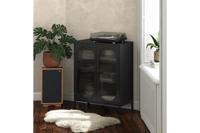 Skab Luna 80x40x102 cm, Sort - 80x40x102 cm, Sort - Opbevaring - Skab - Vitrineskabe