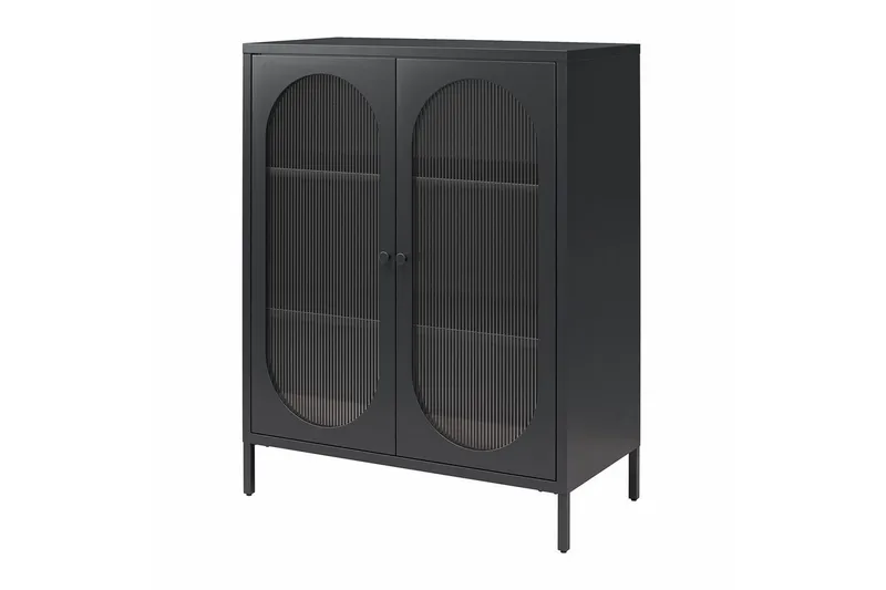 Skab Luna 80x40x102 cm, Sort - 80x40x102 cm, Sort - Opbevaring - Skab - Vitrineskabe