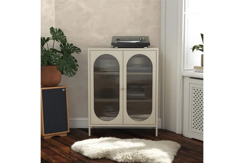 Skab Luna 80x40x102 cm, Pergament - 80x40x102 cm, Pergament - Opbevaring - Skab - Vitrineskabe