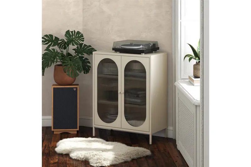 Skab Luna 80x40x102 cm, Pergament - 80x40x102 cm, Pergament - Opbevaring - Skab - Vitrineskabe