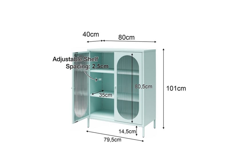 Skab Luna 80x40x102 cm, Pergament - 80x40x102 cm, Pergament - Opbevaring - Skab - Vitrineskabe