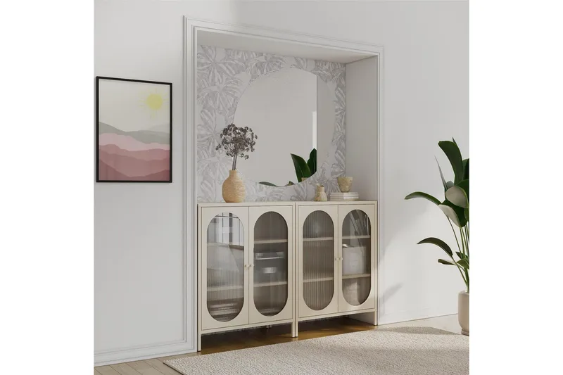 Skab Luna 80x40x102 cm, Pergament - 80x40x102 cm, Pergament - Opbevaring - Skab - Vitrineskabe