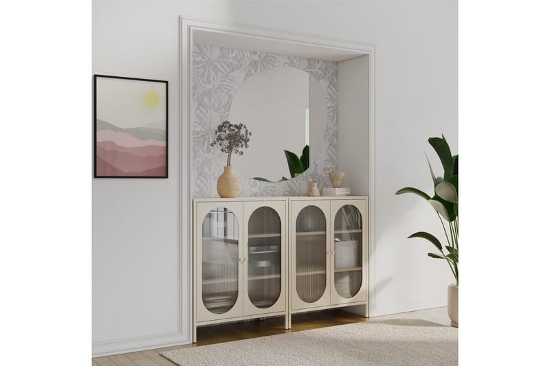 Skab Luna 80x40x102 cm, Pergament - 80x40x102 cm, Pergament - Opbevaring - Skab - Vitrineskabe