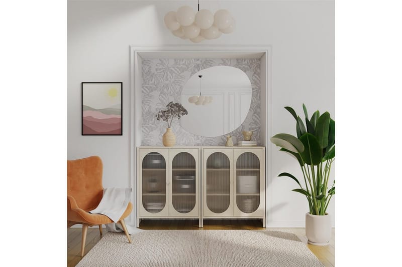 Skab Luna 80x40x102 cm, Pergament - 80x40x102 cm, Pergament - Opbevaring - Skab - Vitrineskabe