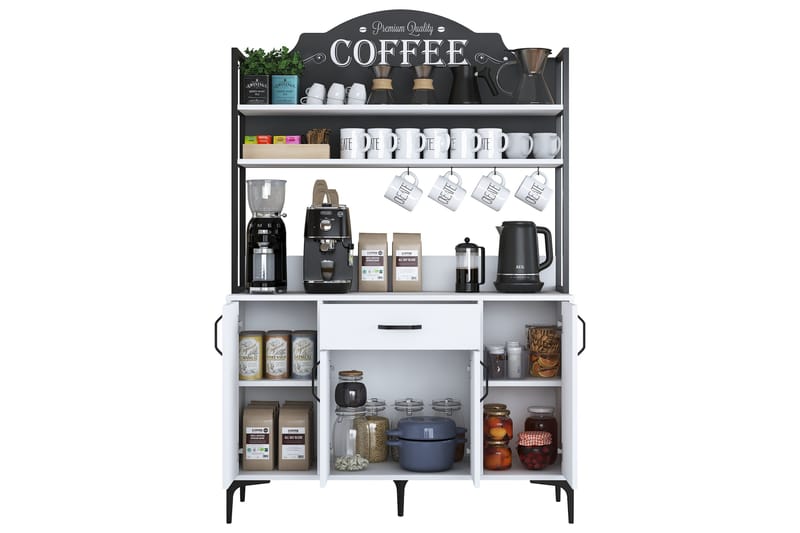 Manorma Highboard - Hvid - Husholdning - Bar & vin - Barmøbler