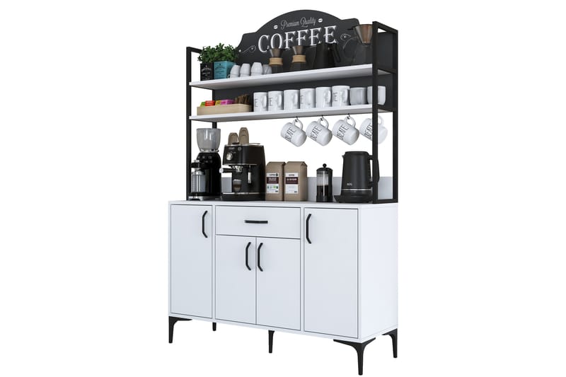 Manorma Highboard - Hvid - Husholdning - Bar & vin - Barmøbler